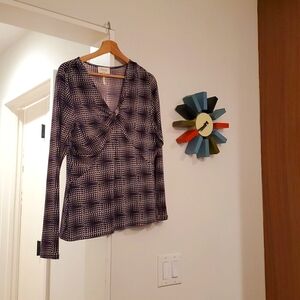 Laundry By Shelli Segal:  Top, Size L, Aubergine & Ivory